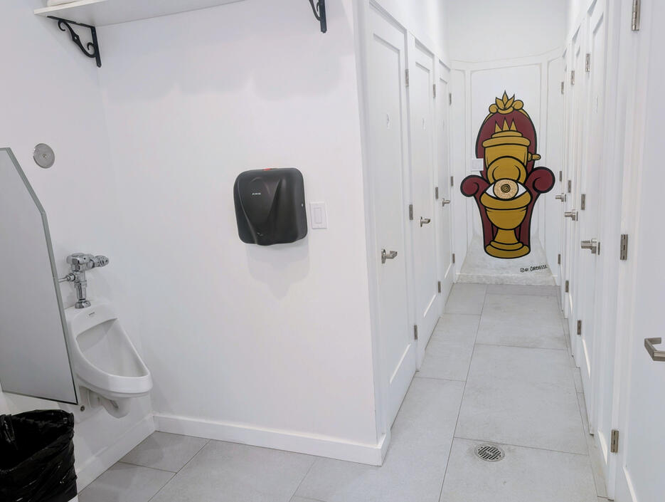 5x weekly bathroom cleaning (and a fun new mural)